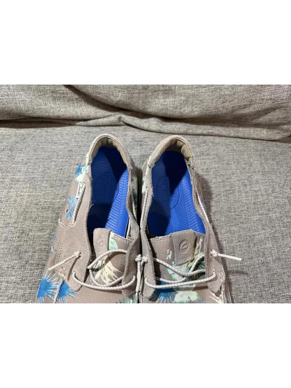 Clarks Higley Tie Sneakers Mens Size 10.5 Sand Floral Beige Boat Shoes
